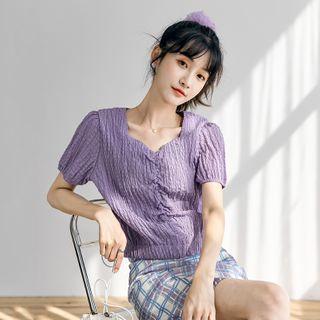 Square Collar Chiffon Short-sleeved Top