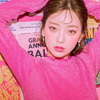 Monk-neck Glittered Top