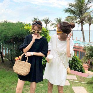 Plain Frilled A-line Dress