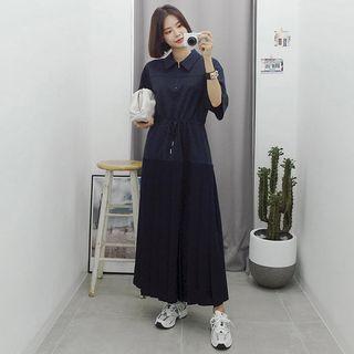Zip-front Drawstring-waist Dress