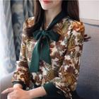 Bow Accent Printed Blouse