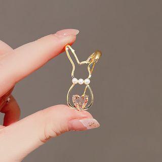 Rabbit Rhinestone Alloy Brooch Gold - One Size