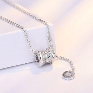 925 Sterling Silver Rhinestone Pendant Choker As Shown In Figure - One Size