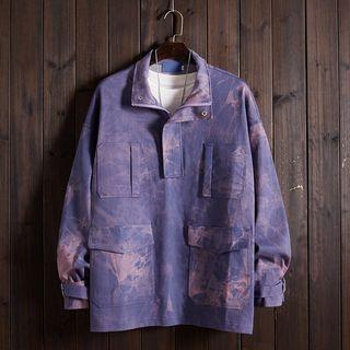 Tie Dye Zip Placket Overhead Jacket
