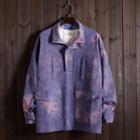 Tie Dye Zip Placket Overhead Jacket