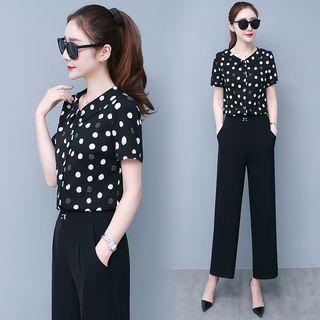 Dotted Short-sleeve Chiffon Shirt