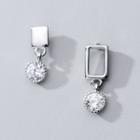 Non-matching Square Dangle Earring 1 Pair - S925 Silver - One Size