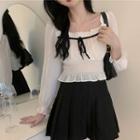 Square Neck Ribbon-accent Blouse