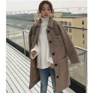 Pocketed Fleece Single-breasted Coat