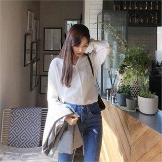V-neck Balloon-sleeve Blouse