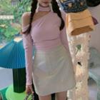 Long-sleeve Cutout Mock-neck Top / Mini Dress