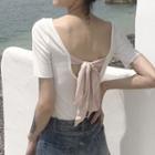 Bow Open Back Short-sleeve T-shirt