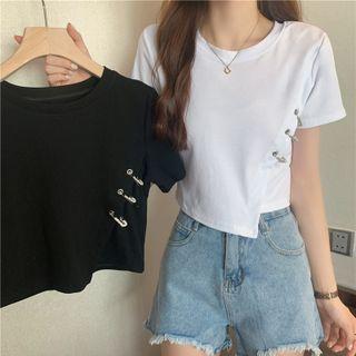 Short-sleeve Safety Pin Wrapped T-shirt
