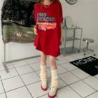 Elbow-sleeve Graphic Print T-shirt Vintage Red - One Size