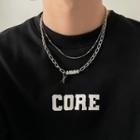 Lettering Pendant Layered Stainless Steel Necklace