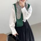Asymmetrical Lapel Dotted Shirt / High-waist Semi Maxi Skirt