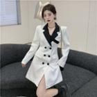 Double-breasted Contrast Collar Blazer