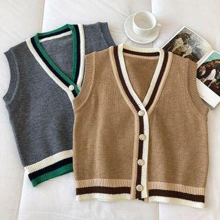 V-neck Color-block Sweater Vest