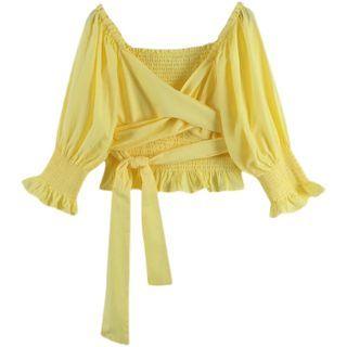 Short-sleeve Strappy Blouse