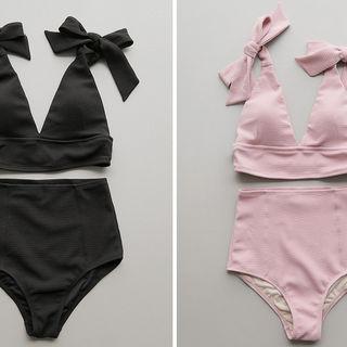 Bikini Set: Tie-shoulder Top + Bottom