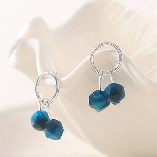 Geometric Gemstone Sterling Silver Dangle Earring 1 Pair - Blue & Silver - One Size