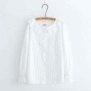 Lace Trim Pleated Blouse