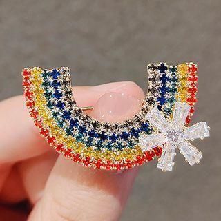 Rainbow Rhinestone Brooch Ly540 - Red & Yellow & Green - One Size