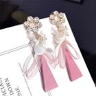 Rhinestone Bow Triangle Dangle Earring
