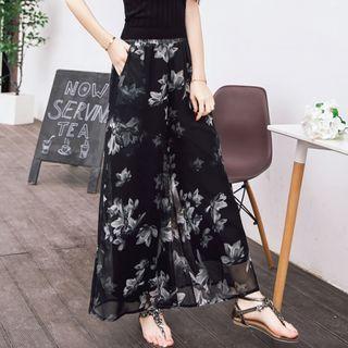 High-waist Floral Wide-leg Pants