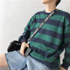 Couple-matching Color-block Stripe Oversize Sweatshirt