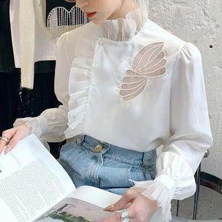 Flare-sleeve Frill Trim Blouse