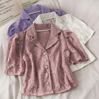 Cropped Lapel Lace Shirt