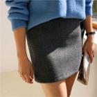Napped Zip-closure H-line Mini Skirt
