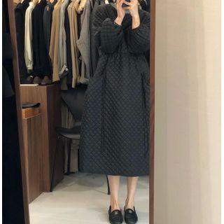 Long-sleeve Plain Padded Loose Fit Dress