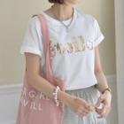  Toile Letter Sequin T-shirt