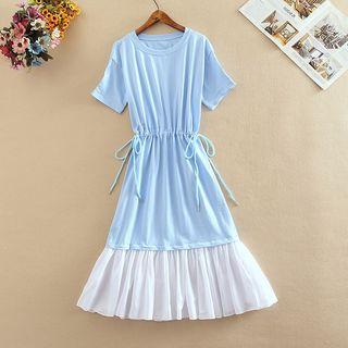 Short-sleeve Round-neck Chiffon Dress