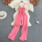 Smocked Wide Leg Strappy Jumpsuit