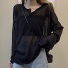 Sheer Long-sleeve Knit Shirt
