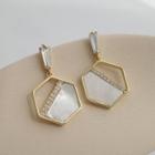 Rhinestone Hexagon Shell Dangle Earring 1 Pair - As Shown In Figure - One Size