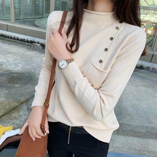 Mock-neck Pocket Knit Top