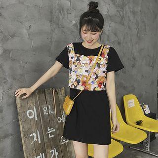 Set: Short-sleeve T-shirt + Cartoon Vest T-shirt - Black - One Size / Vest - As Shown In Figure - One Size