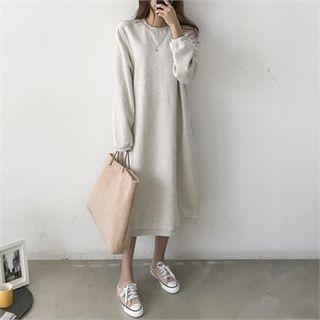 Pocket-side Long Sweatshirt Dress