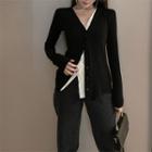 Mock Two-piece Long-sleeve Button-u Top