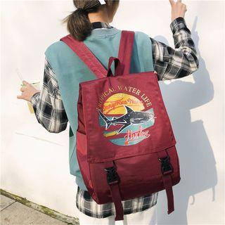 Shark Print Foldover Backpack
