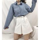 Plaid Shirt / Plain A-line Skirt