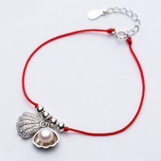 Faux Pearl Pendant String Bracelet