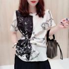 Short-sleeve Print Twisted Blouse