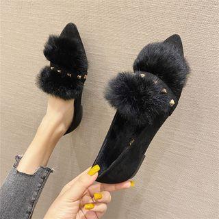 Studded Furry Trim Flats