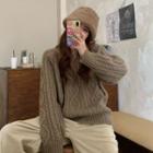 Cable-knit Sweater Camel - One Size