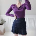 Cowl-neck Chain-trim T-shirt